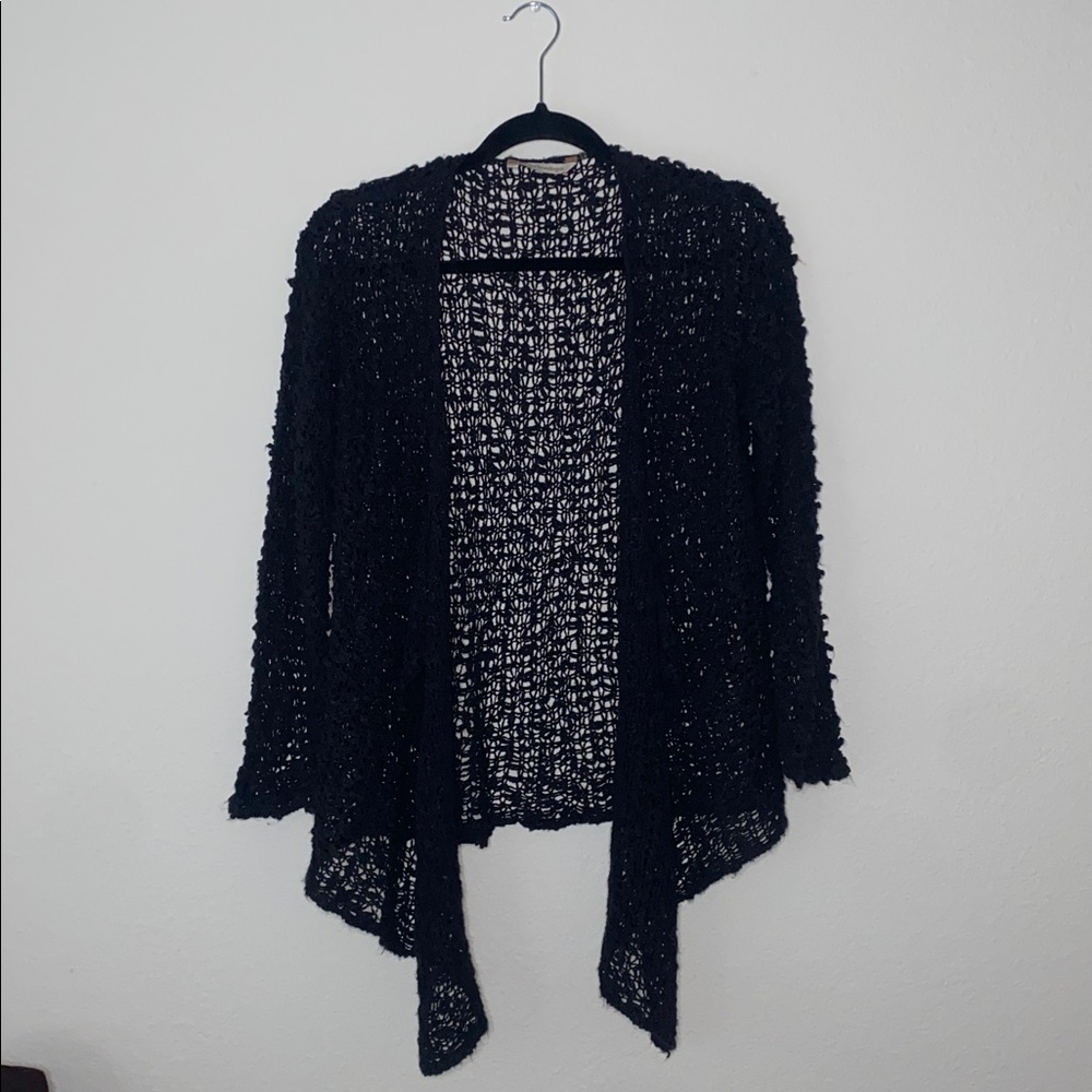 🪼Soft Surroundings Charcoal Grey Knitted high low Cardigan! - Picture 2 of 10